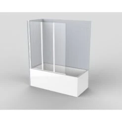 Pare-baignoire 3 Volets Intégral, H.140 X L.130 Cm Remix Verre Transparent