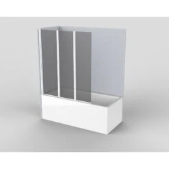 Pare-baignoire 3 Volets Intégral, H.140 X L.130 Cm Remix Verre Fumé