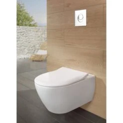 Pack WC Suspendu Subway 2.0 VILLEROY & BOCH Et Bâti Mural GROHE, Plaque Blanche