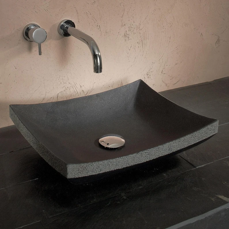 Vasque à Poser Basalte L.45 X P.35 Cm Noir Madurai 1 Vasque à Poser Basalte L.45 X P.35 Cm Noir Madurai