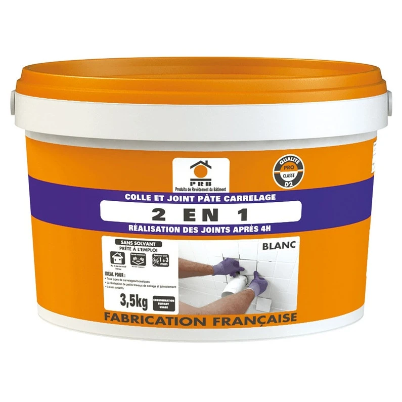 Colle Et Joint Pâte Carrelage, Blanc PRB, 3,5 Kg 1 Colle Et Joint Pâte Carrelage, Blanc PRB, 3,5 Kg