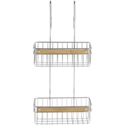 Etagère De Bain / Douche à Suspendre, Chromé/marron, Zebro