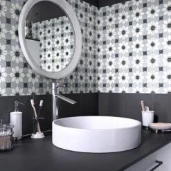 Carreau De Ciment Mur Uni Noir Mat L.20 X L.20 Cm, Belle époque