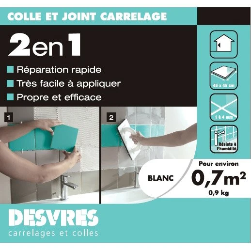 Colle Et Joint Pâte, Blanc DESVRES, 0.9 Kg 1 Colle Et Joint Pâte, Blanc DESVRES, 0.9 Kg