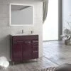 Meuble Simple Vasque L.79.5 X H.84 X P.45.2 Cm, Aubergine, Opale