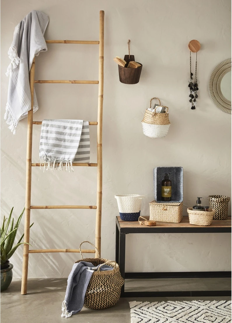 Panier En Jonc De Mer, Ethno Zigzag, Black N°0 2 Panier En Jonc De Mer, Ethno Zigzag, Black N°0 – Image 2