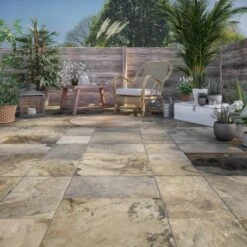 Carrelage Sol Extérieur Forte Effet Pierre Doré Monastère L.30 X L.30 Cm