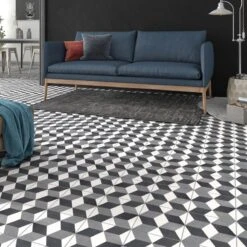 Carrelage Sol Et Mur Forte Effet Carreau De Ciment Noir Patrimony Cube L.20 X L.