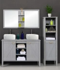 Meuble Salle De Bains 5 Pièces L.120 X H.60 X P.50 Cm, Gris, Seaside