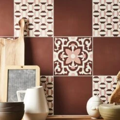 Carreau De Ciment Mur Uni Rouge Mat L.20 X L.20 Cm, Valentine