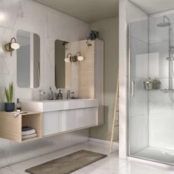 Meuble Simple Vasque L.120 X H.32 X P.48 Cm, Effet Chêne Naturel, Neo Frame