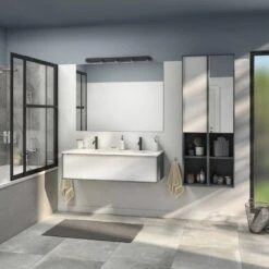 Meuble Simple Vasque L.120 X H.32 X P.48 Cm, Gris Paris 2, Neo Frame