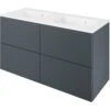 Meuble Double Vasque, 4t L.120 X H.64 X P.48 Cm, Gris Paris 2 Linear, Neo Line