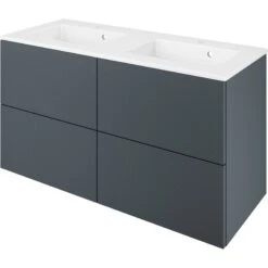 Meuble Double Vasque, 4t L.120 X H.64 X P.48 Cm, Gris Paris 2 Linear, Neo Line