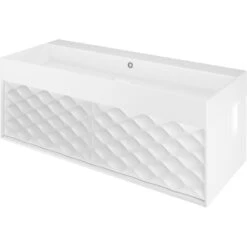 Meuble Double Vasque, 2t L.120 X H.32 X P.48 Cm, Mineral Blanc, Neo Frame