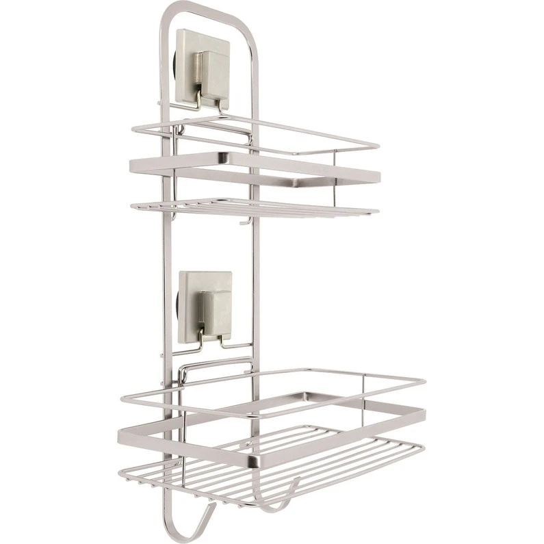 Etagère De Bain / Douche à Ventouse, Satin, Rectangle Double Bestlock Palladium 1 Etagère De Bain / Douche à Ventouse, Satin, Rectangle Double Bestlock Palladium