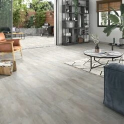 Carrelage Sol Et Mur Forte Effet Bois Gris Clair Flow L.60.4 X L.60.4 Cm