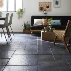 Carrelage Sol Et Mur Forte Effet Pierre Bleue Noir Monastère L.30 X L.30 Cm