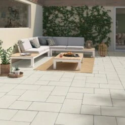 Carrelage Sol Extérieur Forte Effet Pierre Blanc Cassé Monastère L.30 X L.50 Cm