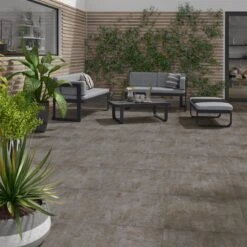 Carrelage Sol Extérieur Forte Effet Béton Anthracite Alma L.60 X L.60 Cm