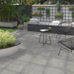 Carrelage Sol Extérieur Forte Effet Béton Gris Craft L.45 X L.45 Cm