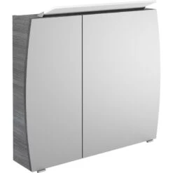 Armoire De Toilette Lumineuse L. 80 Cm, Gris Structuré Image