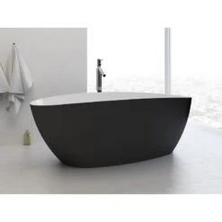 Baignoire îlot Ovale L.156x L.71 Cm Blanc Et Noir Stori