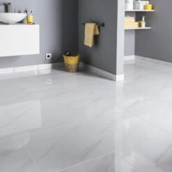 Carrelage Sol Et Mur Medio Effet Marbre Blanc Samos L.45 X L.45 Cm