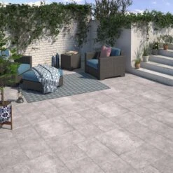 Carrelage Sol Extérieur Forte Effet Pierre Gris Monastère L.30 X L.50 Cm