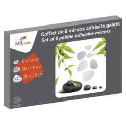 Coffret De 6 Miroirs Non Lumineux Adhésifs Déco L.45 X L.28 Cm Galets