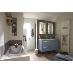 Plan Vasque Double Modern Marbre De Synthèse 121 Cm -Offres Salle De Bains Boutique plan vasque double modern marbre de synthese 121 cm 2