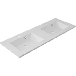 Plan Vasque Double Modern Marbre De Synthèse 121 Cm