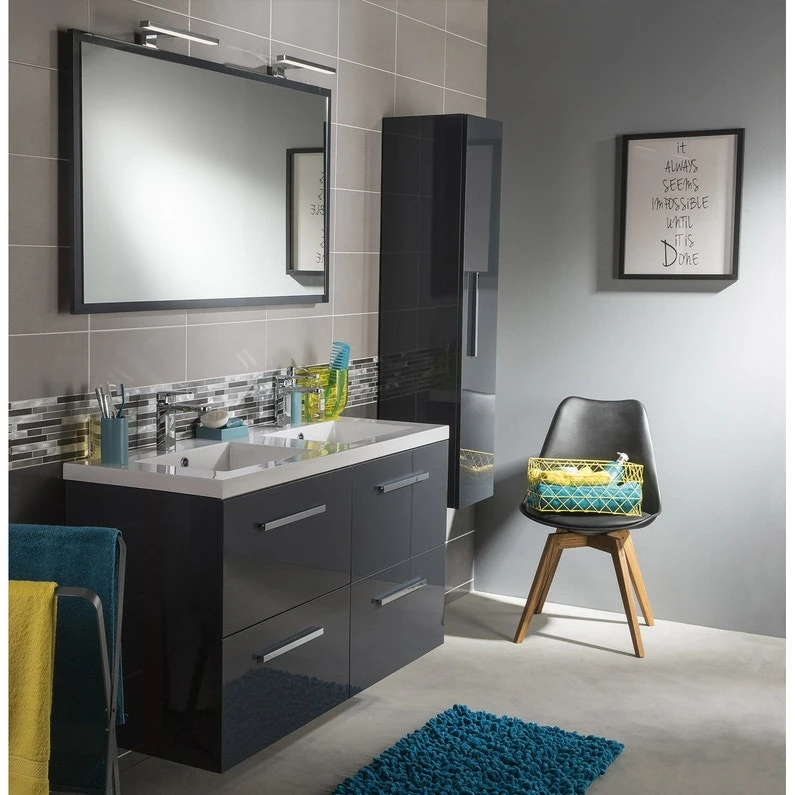 Plan Vasque Double Résine L.121 X P.50 Cm Blanc 3 Plan Vasque Double Résine L.121 X P.50 Cm Blanc – Image 3