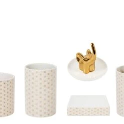 Porte Bague Céramique Elephant, Blanc Et Or -Offres Salle De Bains Boutique porte bague ceramique elephant blanc et or 1