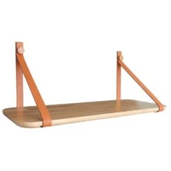 Tablette Bois L.50 Cm Effet Cuir Et Bois Capsule